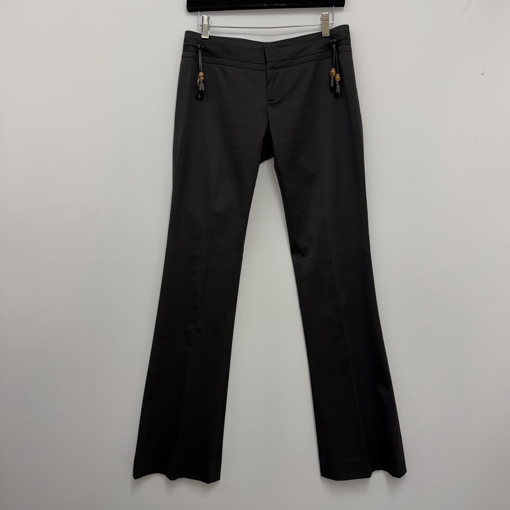 Gucci Tom Ford Pants Black Leather Tabs With Bamboo Pieces Low Rise Size 40